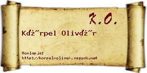 Körpel Olivér névjegykártya